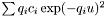 $\sum q_i c_i \exp (-q_i u)^2$