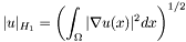 \[ | u |_{H_1} = \left( \int_\Omega |\nabla u(x)|^2 dx \right)^{1/2} \]